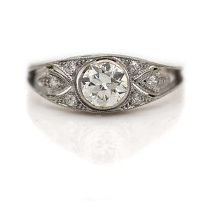 Vintage Bezel Set .70 CTW Old European Cut Diamond Art Deco Engagement Ring