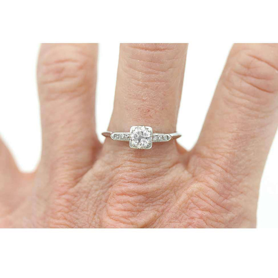 Vintage .40 Ct Platinum Old European Cut Diamond Art Deco Engagement Ring