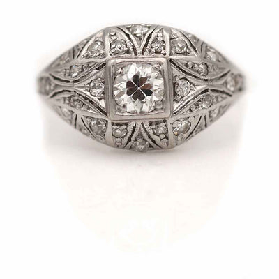 Edwardian Old European Cut Diamond Engagement Ring .30 Carat