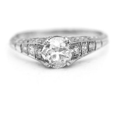 Art Deco 1.00 CTW Old Mine Cut Antique Diamond Engagement Ring