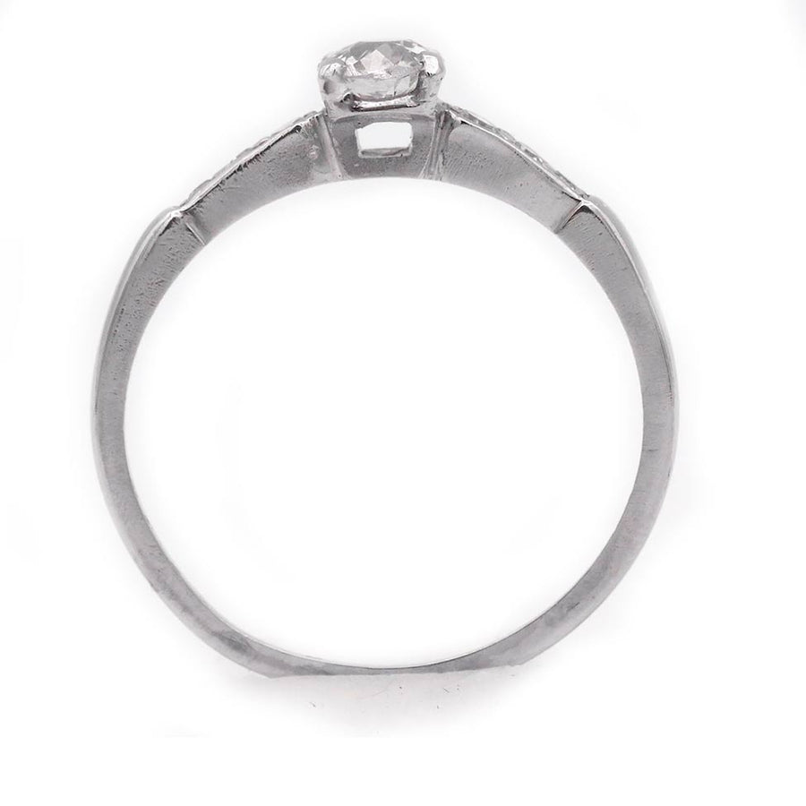 Antique Art Deco Old Mine Cut Diamond Engagement Ring .30 Ct Platinum
