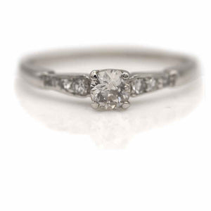 Antique .50 CTW Platinum Mine Cut Diamond Engagement Ring