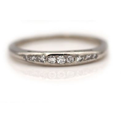 Channel Set Diamond Wedding Ring Circa 1950's Platinum .12 Ct G/VS2
