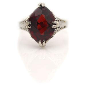 2.00 Carat Art Deco Moval Garnet Engagement Ring