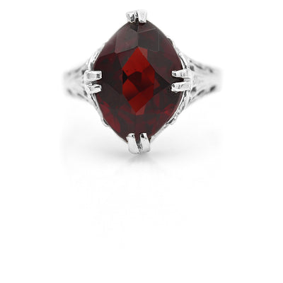 Art Deco 2.00 Carat Moval Antique Garnet Engagement Ring