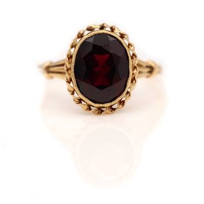 Victorian Oval Cut Garnet Solitaire Engagement Ring 2.00 Ct