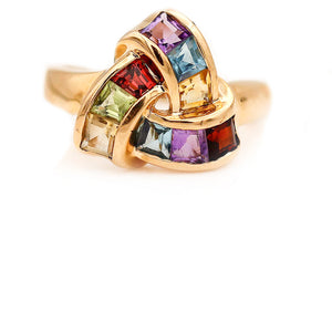 Mid-Century 2.00 CTW Colored Semi-Precious Gemstone Vintaqge Cocktail Ring