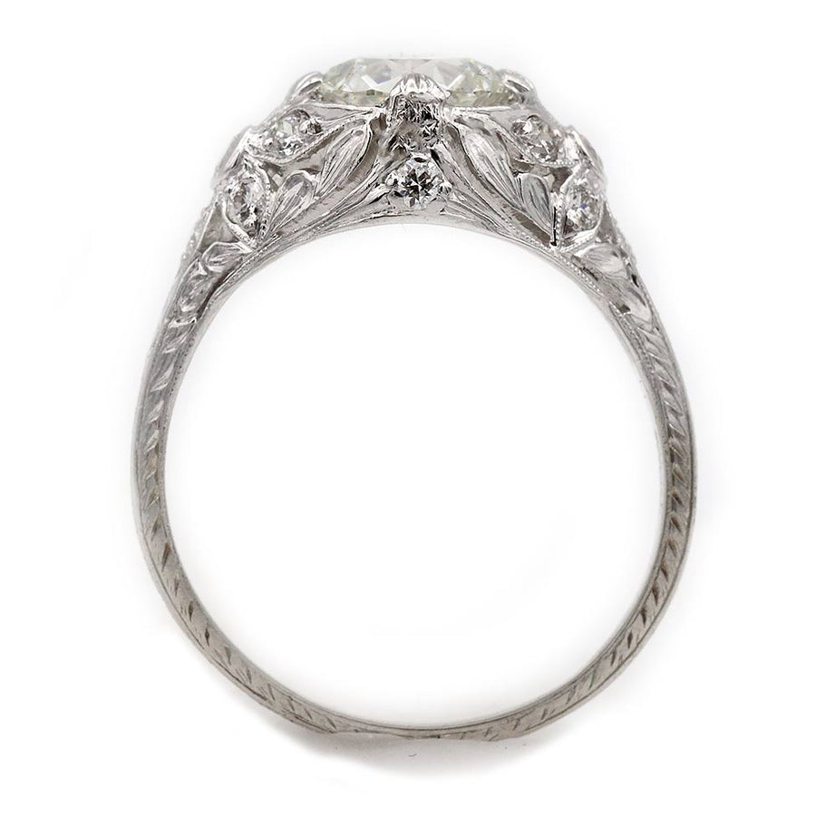 Art Deco Engagement Ring 1.24 Ct Old European Cut Platinum GIA I/SI1