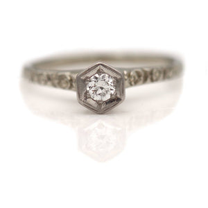 Dainty .15 Carat Old European Cut Diamond Solitaire Engagement Ring
