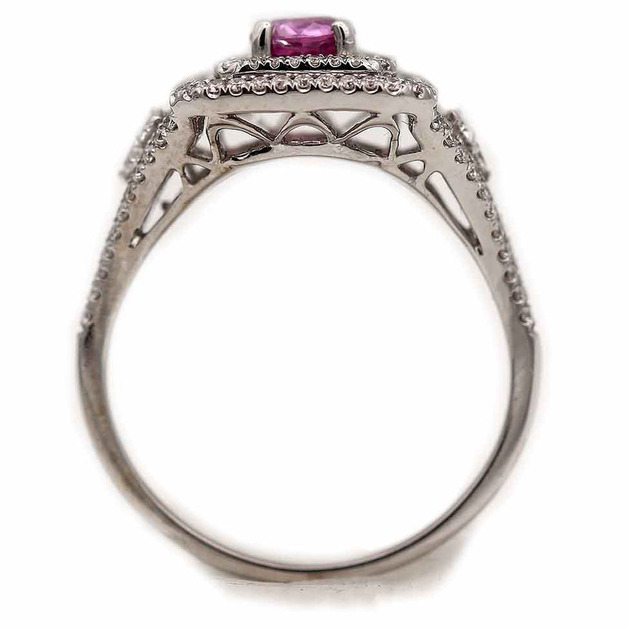 Contemporary 2.46 CTW Pink Sapphire Halo Vintage Engagement Ring Circa 1990s