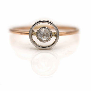 Victorian .25 CTW Rose Cut Diamond Halo Antique Engagement Ring