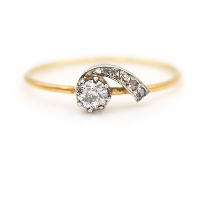 Mid-Century .35 CTW Old Mine Cut Diamond Antique Engagement Ring 