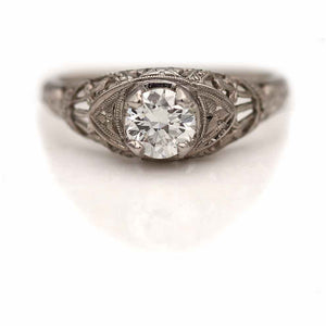 Antique .45 CTW Transitional Cut Diamond Solitaire Art Deco Engagement Ring