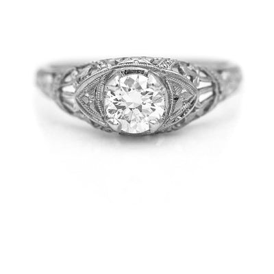 Antique .45 CTW Transitional Cut Diamond Solitaire Art Deco Engagement Ring