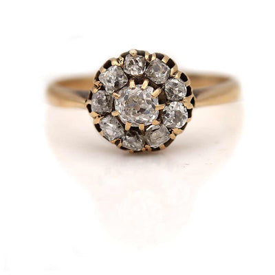 Perfect Victorian Old Mine Cut Diamond Halo Engagement Ring
