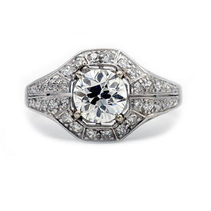 Art Deco 2.20 CTW Old European Cut Diamond Halo Antique Engagement Ring GIA K/SI1 - Vintage Diamond Ring