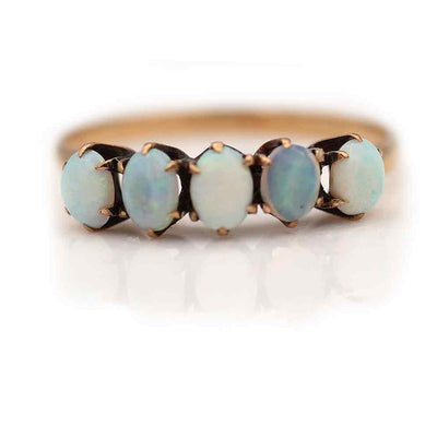 Dainty Victorian Opal Wedding Ring Circa 1900's