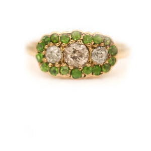 Vintage .81 CTW Old Mine Cut Champagne Diamond Demantoid Garnet Engagement Ring