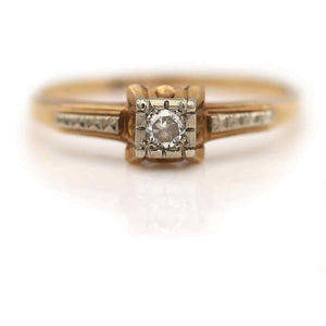 Victorian .10 CTW Geometric Square Antique Diamond Engagement Ring