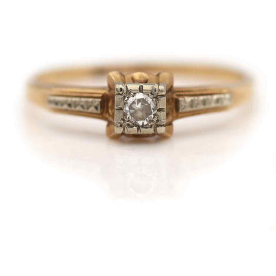 Dainty Victorian Geometric Square Engagement Ring Circa 1900's