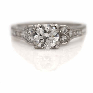 Art Deco 1.01 CTW Old European Cut Diamond Platinum Vintage Engagement Ring GIA G/SI2
