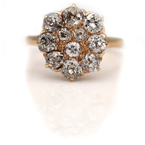 Victorian Old Mine Cut Diamond Cluster Ring