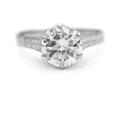 Art Deco 1.76 CTW Old European Cut Diamond Solitaire Vintage Engagement Ring GIA I/I2