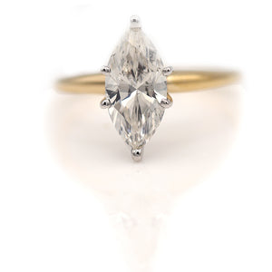 Mid-Century 1.51 CTW Marquise Diamond Solitaire Vintage Engagement Ring GIA H/I1 