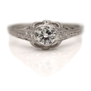 Art Deco Intricate .65 CTW Diamond Antique Engagement Ring GIA I/VS1