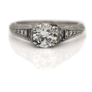 Estate .89 CTW Old European Cut Diamond Vintage Style Engagement Ring GIA G/SI1