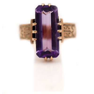 Victorian Rectangular Cut Amethyst Solitaire Engagement Ring 2.50 Ct