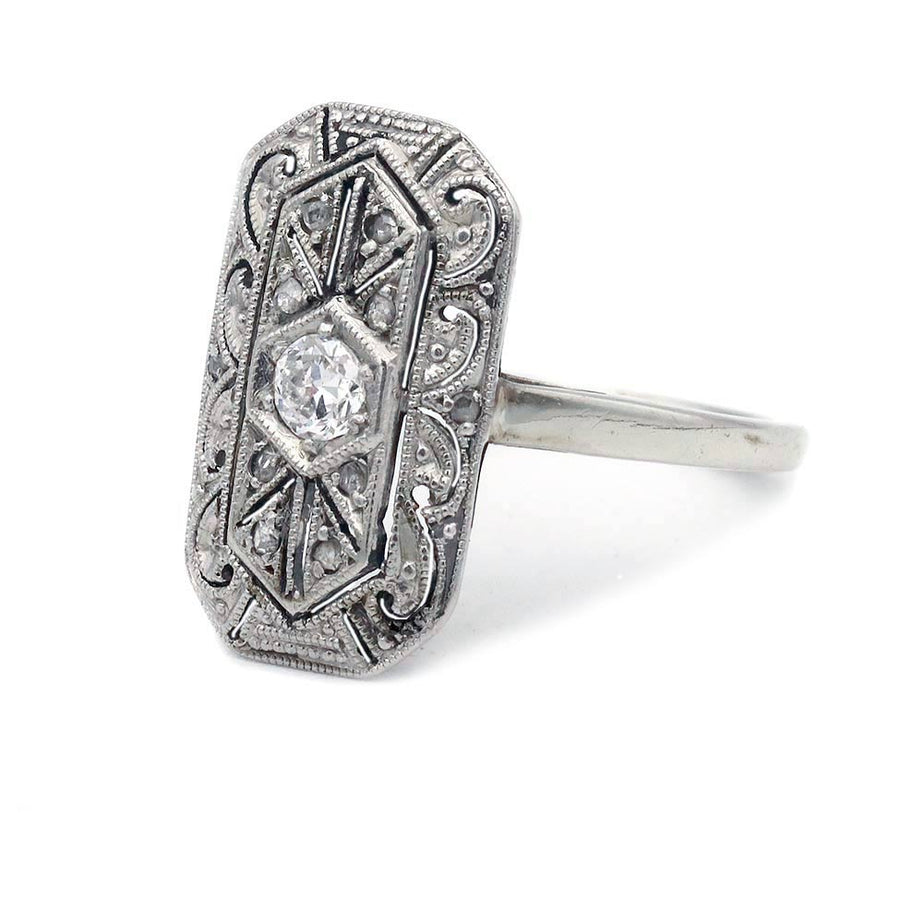 Edwardian .15 CT Old European Cut Diamond Filigree Engagement Ring | Circa 1920s