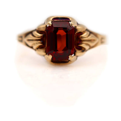 1.00 Carat Victorian Emerald Cut Garnet Engagement Ring – Antique Jewelry