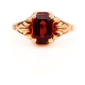 Victorian 1.00 CTW Emerald Cut Garnet Antique Engagement Ring 
