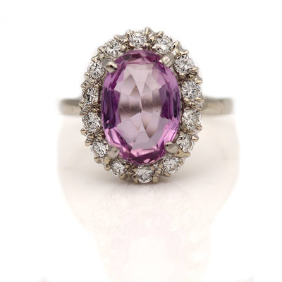 Vintage Pink Tourmaline & Diamond Engagement Ring Circa 1980's
