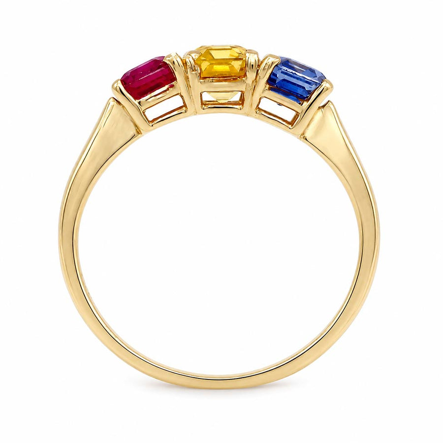 Mid-Century Sapphire Three Stone Engagement Ring | Yellow Gold | 1980s