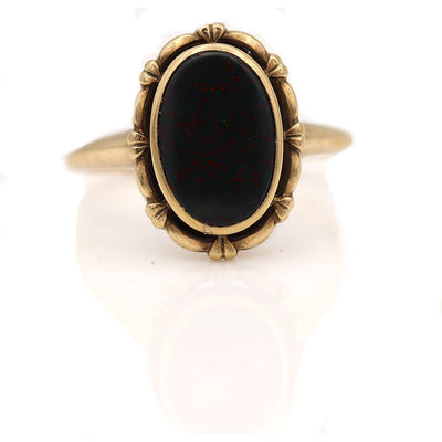 Vintage Oval Cut Bloodstone Solitaire Halo Engagement Ring 1.50 Carat