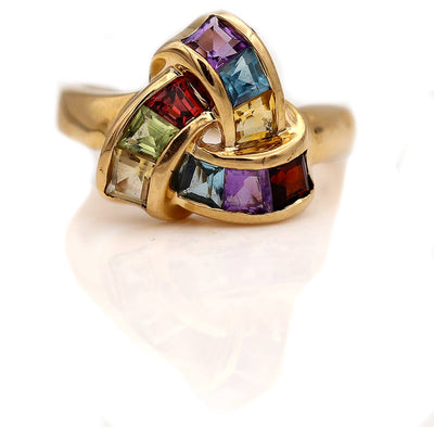 Vintage Colored Semi-Precious Gemstone Cocktail Ring