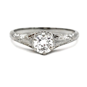 Art Deco .70 Ct Old European Cut Diamond 14 Karat Solitaire Vintage Engagement Ring GIA G VS2