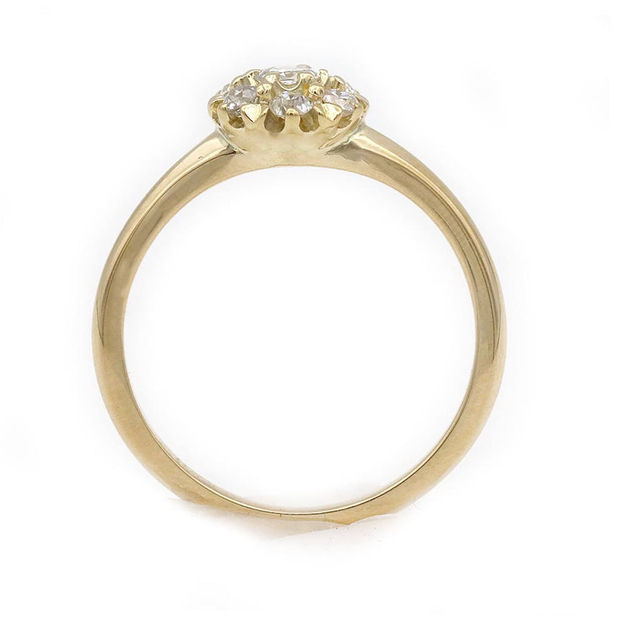 Victorian Style .35 CTW Old Mine Cut Diamond Halo Engagement Ring in 14K Yellow Gold