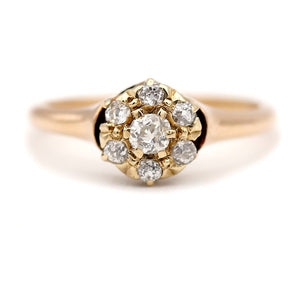 Victorian .35 CTW Mine Cut Diamond Halo Antique Engagement Ring