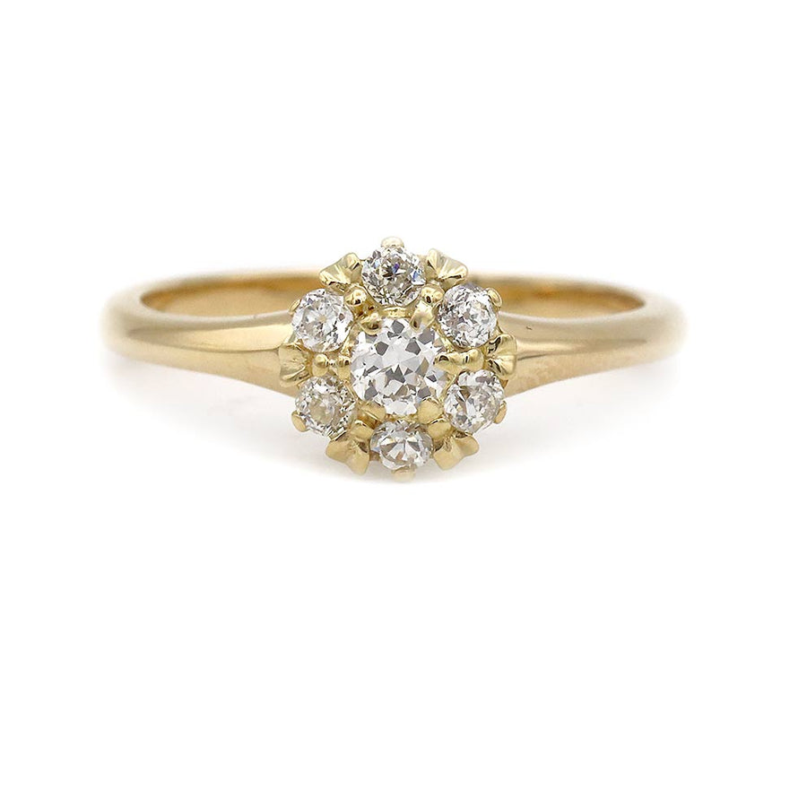 Victorian Style .35 CTW Old Mine Cut Diamond Halo Engagement Ring in 14K Yellow Gold