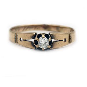 Victorian .15 CTW Old Mine Cut Diamond Engagement Ring in 14 Karat Rose Gold