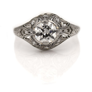 Art Deco .97 CTW Intricate Vintage Diamond Engagement Ring GIA I/SI1