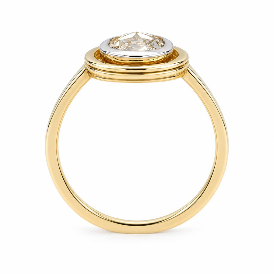 Victorian-Style .73 Ct Rose Cut Diamond Bezel Engagement Ring | GIA H/SI2
