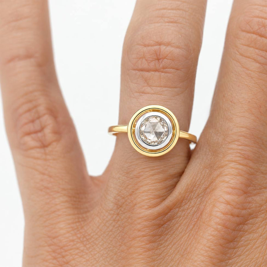 Victorian-Style .73 Ct Rose Cut Diamond Bezel Engagement Ring | GIA H/SI2