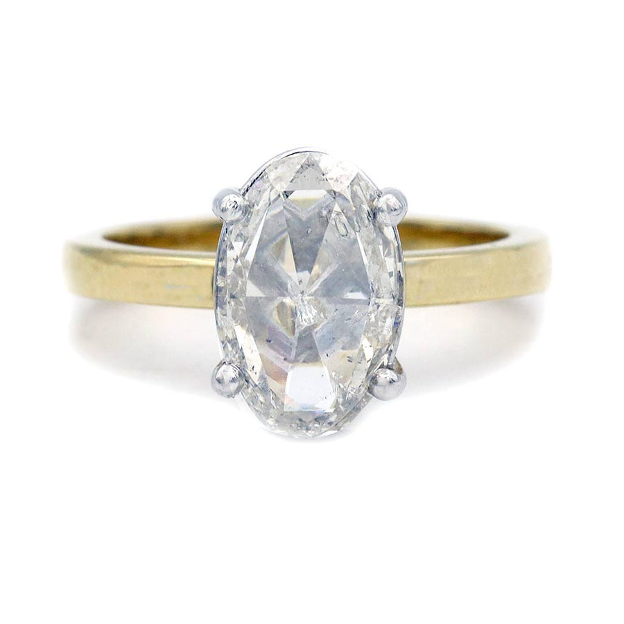 Victorian Style 2.12 Ct Rose Cut Diamond Engagement Ring in Platinum & 18Kt Yellow Gold