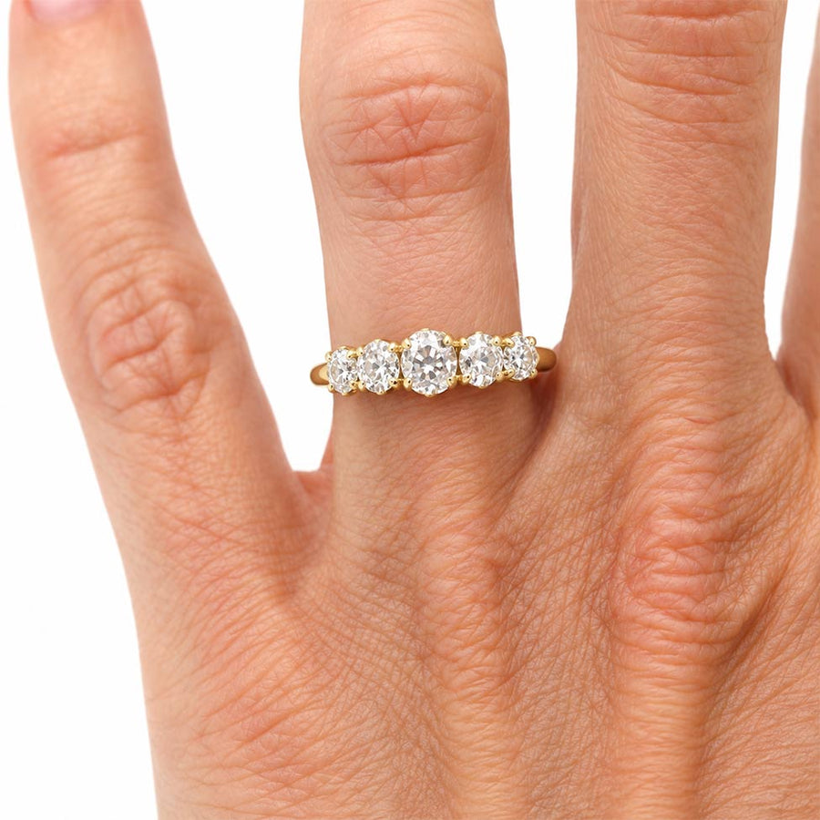 Victorian .90 CTW Old Mine Cut Diamond Wedding Ring in 10K Yellow Gold | Circa 1900s