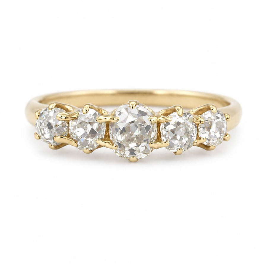 Victorian .90 CTW Old Mine Cut Diamond Wedding Ring in 10K Yellow Gold | Circa 1900s