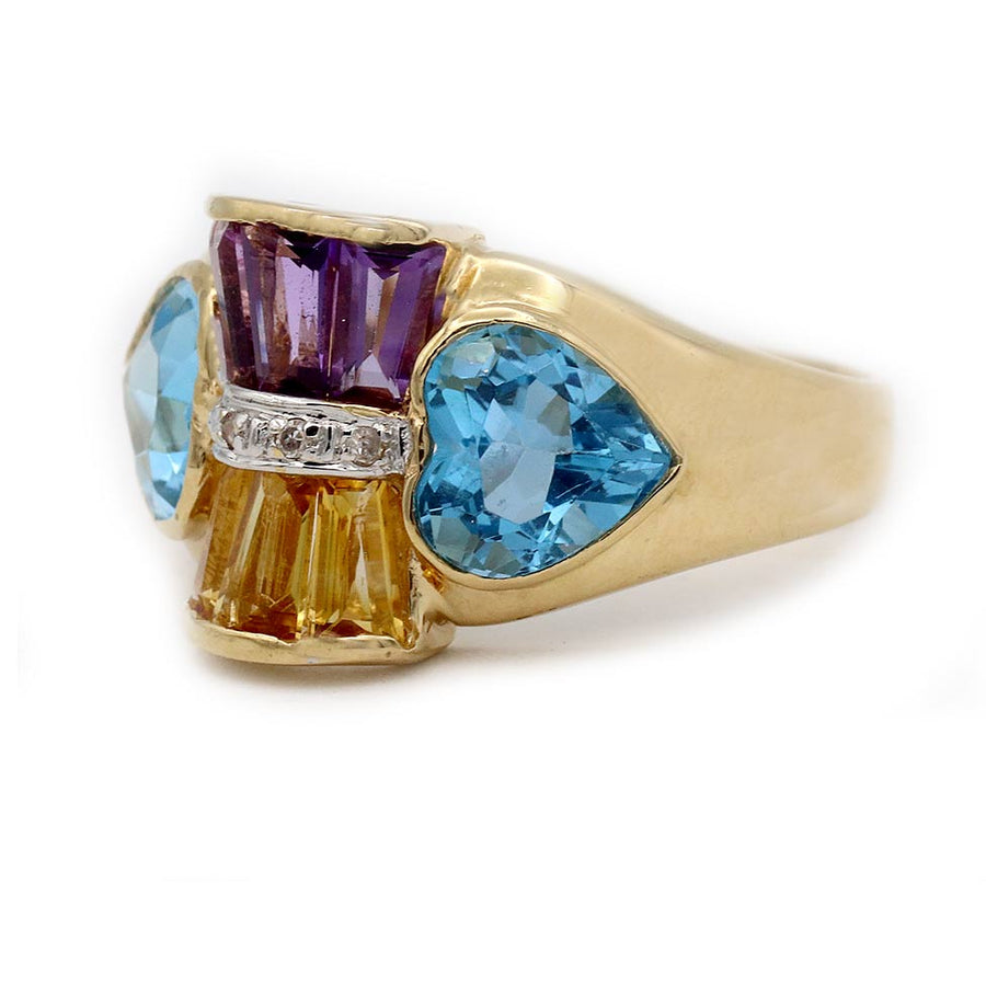 1980s cocktail ring with topaz and diamond accents